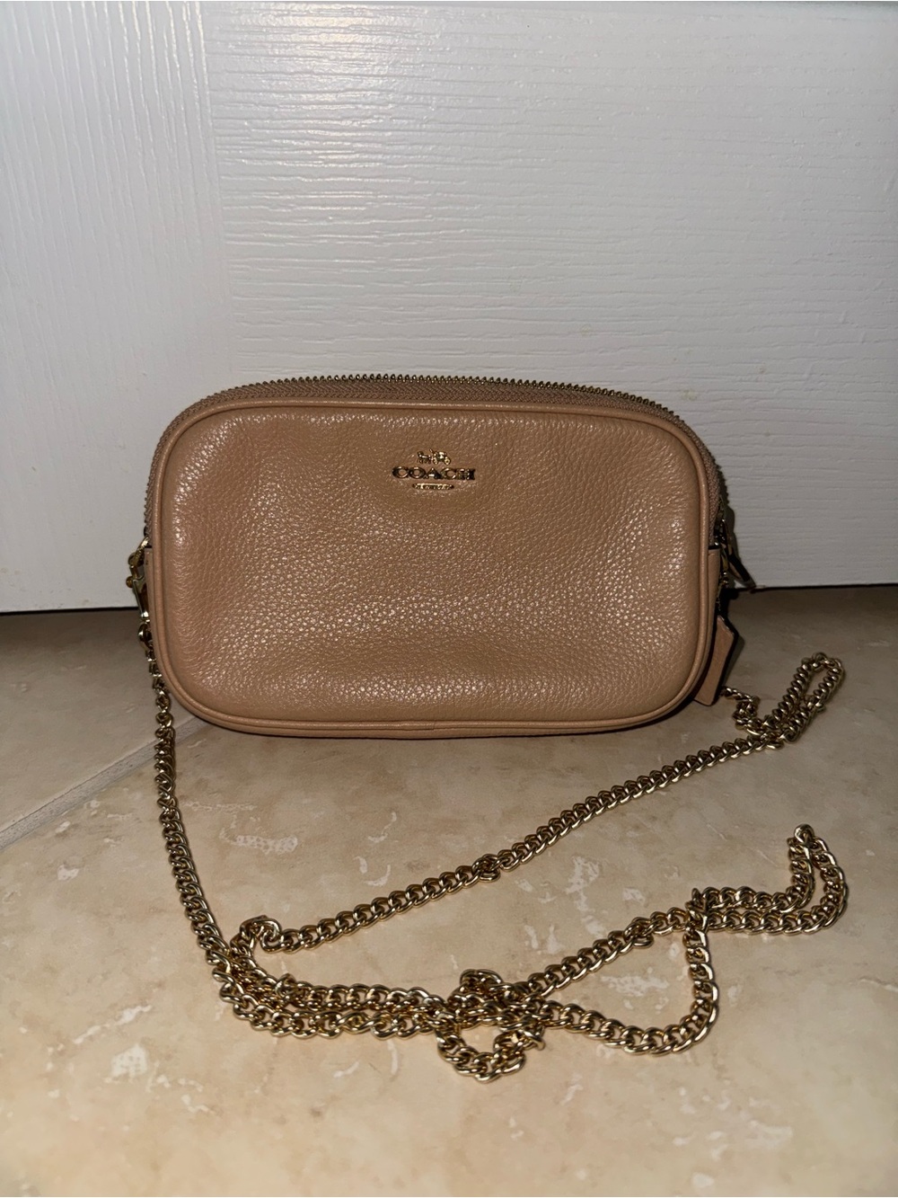 Coach Pebbled Leather Crossbody in Nude